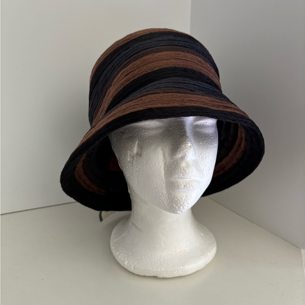 NWT San Diego Hat Company Mixed Brown & Black Small Brim Ribbon Bucket Hat
